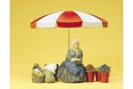 Marktfrau, Schirm, Krbe