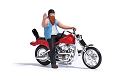 US Motorrad mit Biker H0